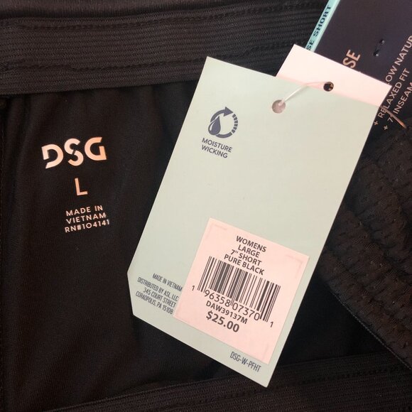 DSG Womens Mid Rise Shorts Moisture Wicking 7" Mesh Shorts Black L - Picture 3 of 5